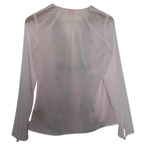 Ted Baker Women's Blouse Size 0 Floral Pink Chiffon Long Sleeve Top Chic - Picture 4 of 9